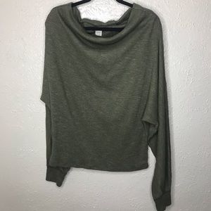 We The Free Green Long Sleeve Cowl Neck Shirt